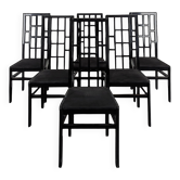 Série de 6 chaises laquées noires Japonisantes