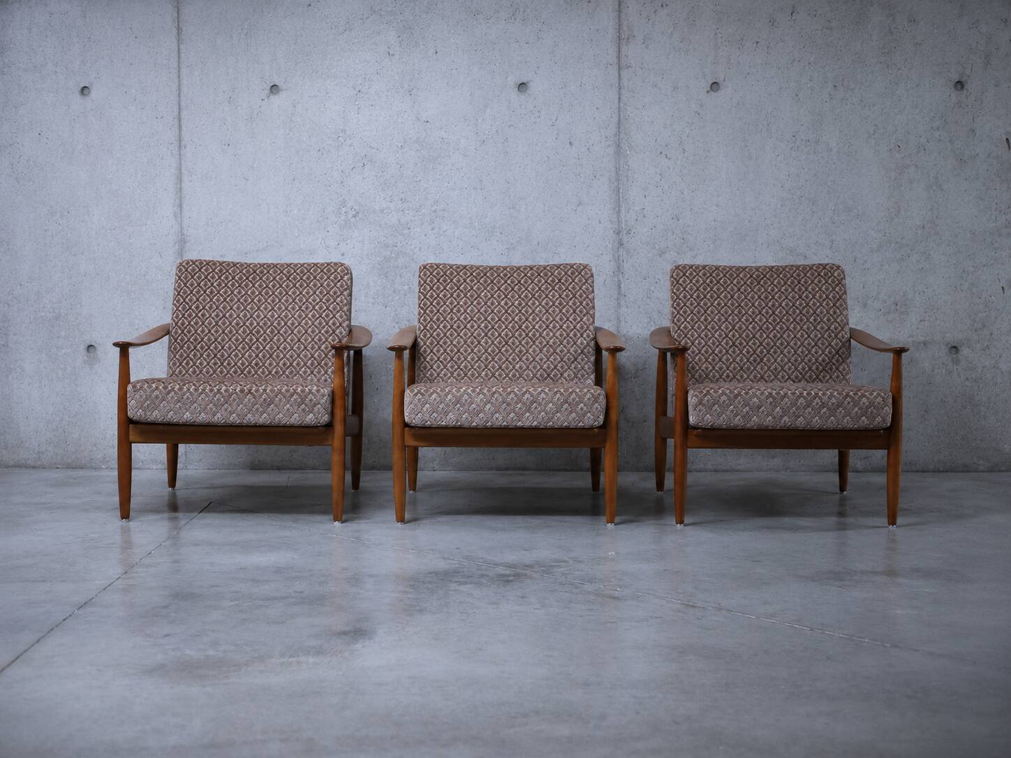Set of 3 Scandinavian armchairs by Carl Straub - Vintage 1950s 1960s