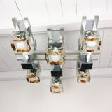 1970's cubic chandelier in chromed metal designed by Maison Sciolari for Mazzega