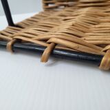 Vintage rattan & steel shelf 1950