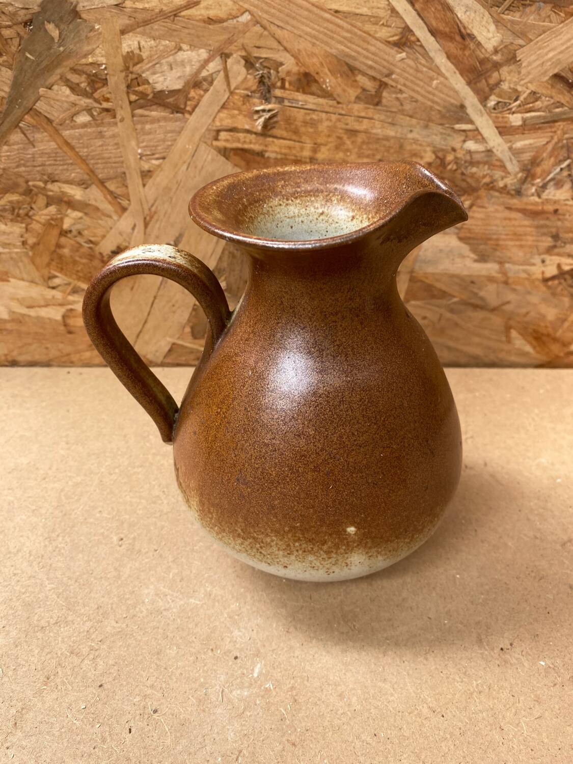 Ancien pichet keraluc grès marron beige made in france vintage