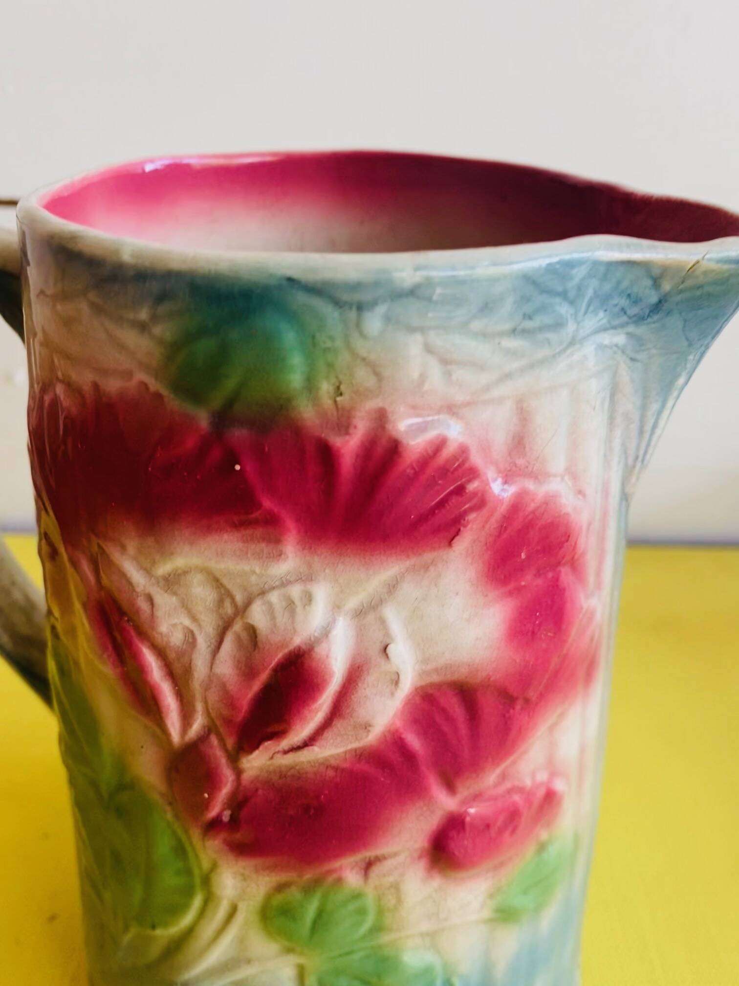 Old slip pitcher Made in France Sweet pea