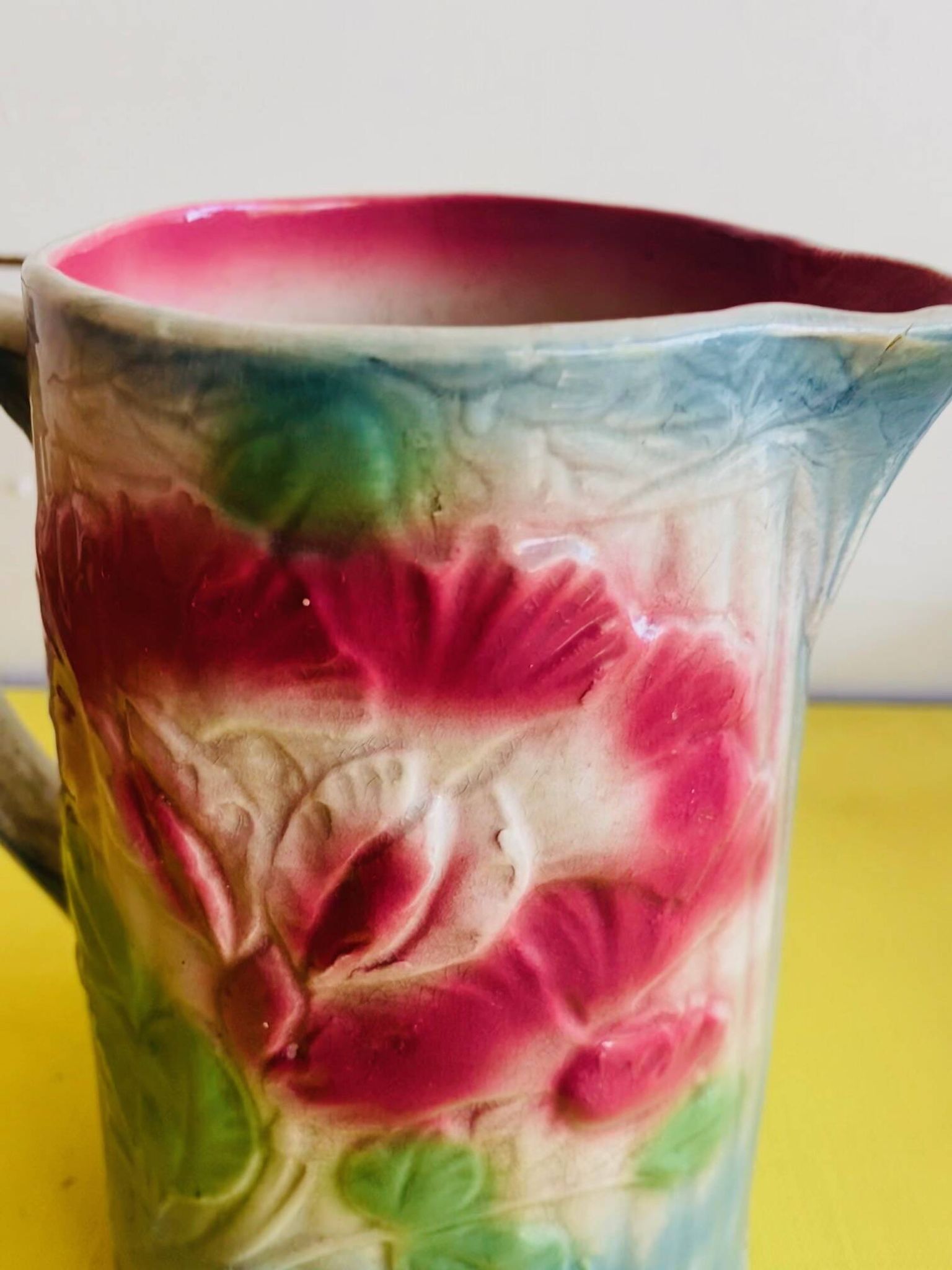 Old slip pitcher Made in France Sweet pea