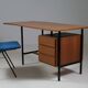 French modernist desk in wood and metal, 1950s