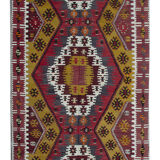 Antique turkish rug handwoven wool rug 140 x 390 cm