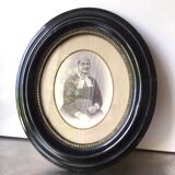 Antique Oval wooden frame with gilded border 27 cm x 24 cm