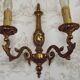 Pair Vintage French Traditional Style Bronze Mid Century Wall Lights 5345