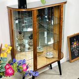 Art deco standing display case with glass slats