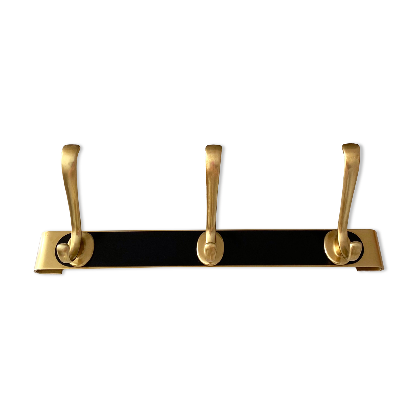 Vintage Wall Coat Rack, Brass, Mid Century Interior