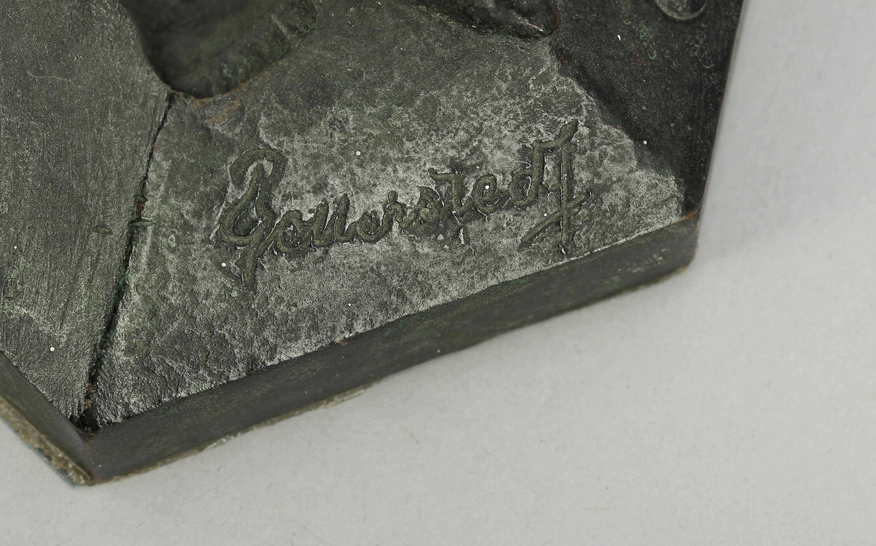 Lampe de table unique en bronze signée Ragnar Gellerstedt sur la base  Suède, circa 1930