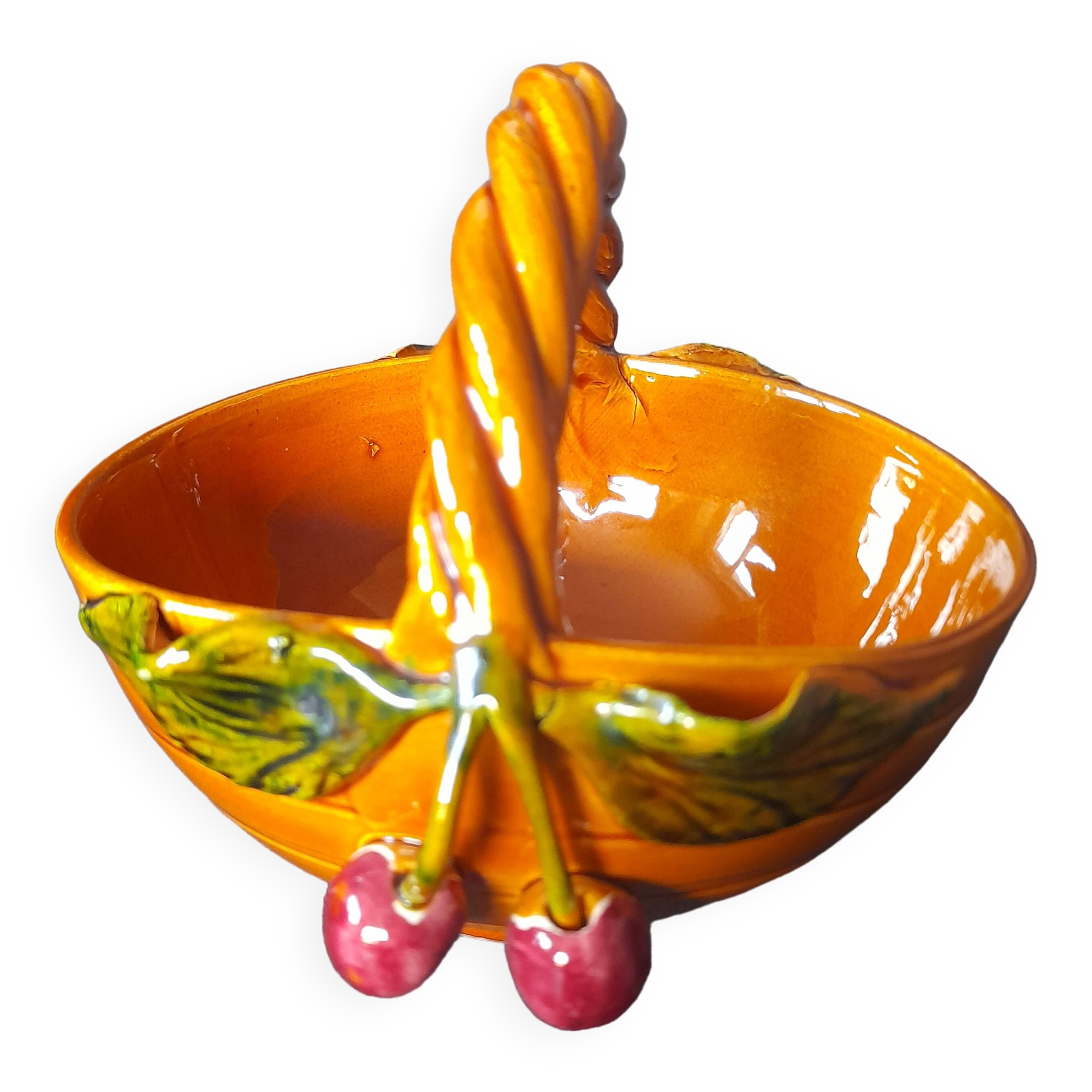Ceramic basket with cherries