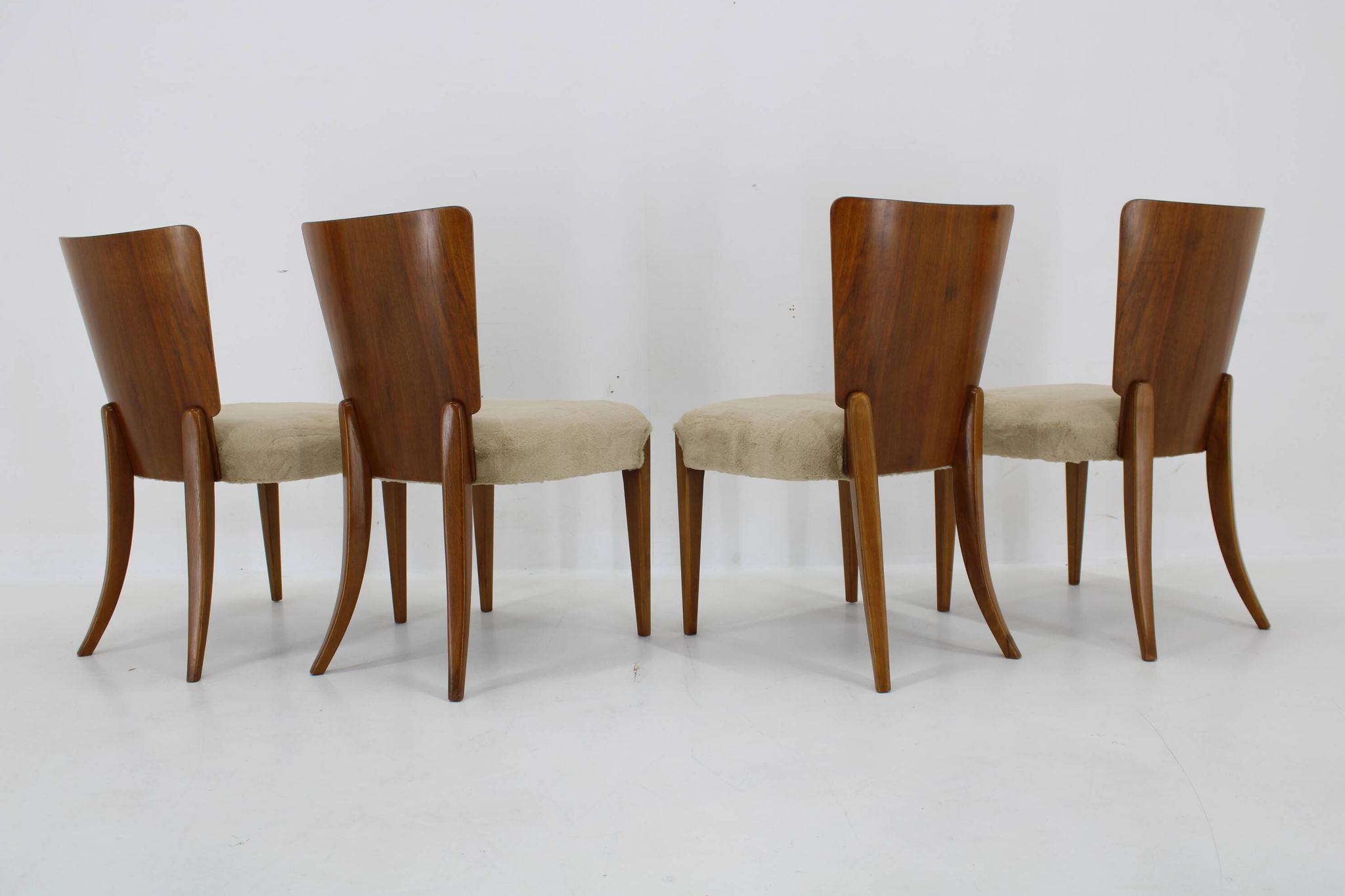 1950s  Jindrich Halabala Dining Chairs H-214 for UP Závody, Set of 4