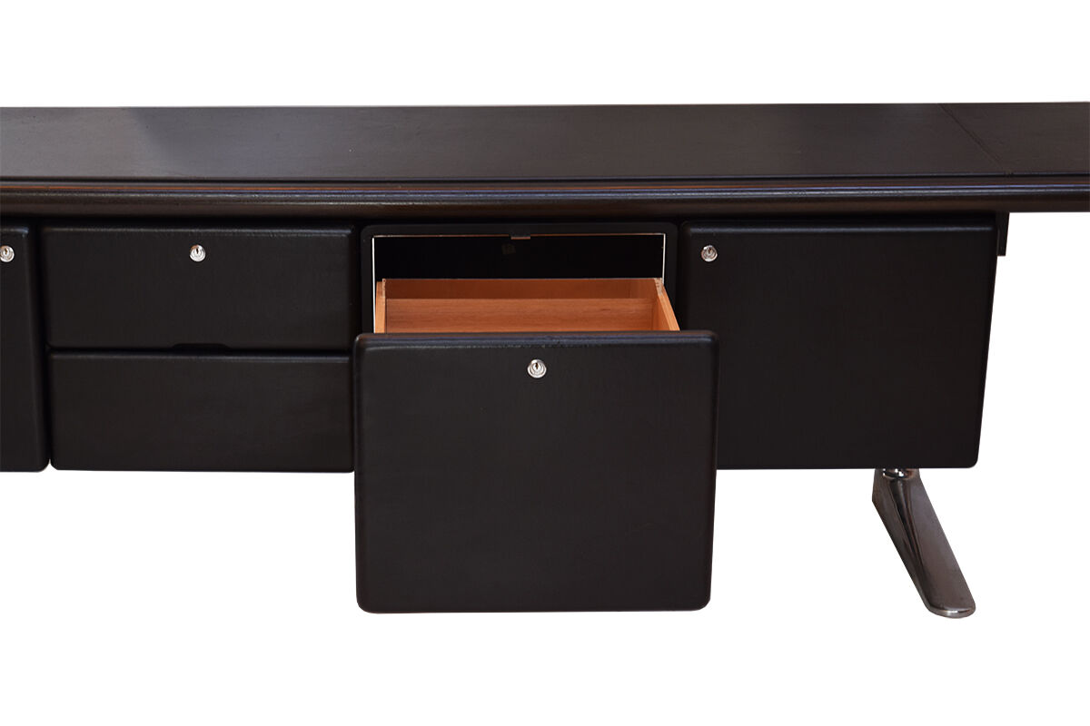 Black leather sideboard by Warren Platner for Knoll international, 1970s