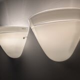Pair of Murano Due white crystal wall lights, Italy, 1980s