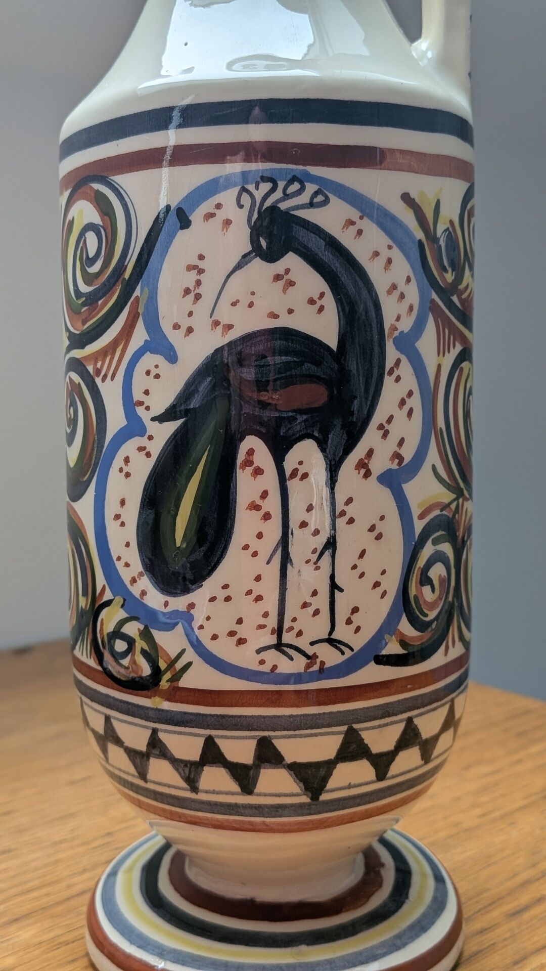 large jug from Vallauris, signed, hand-painted