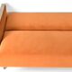 Foldable sofa, reddish velvet, restored, 1960s