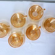 6 tasses et sous-tasses gondolo en verre nacré irisé