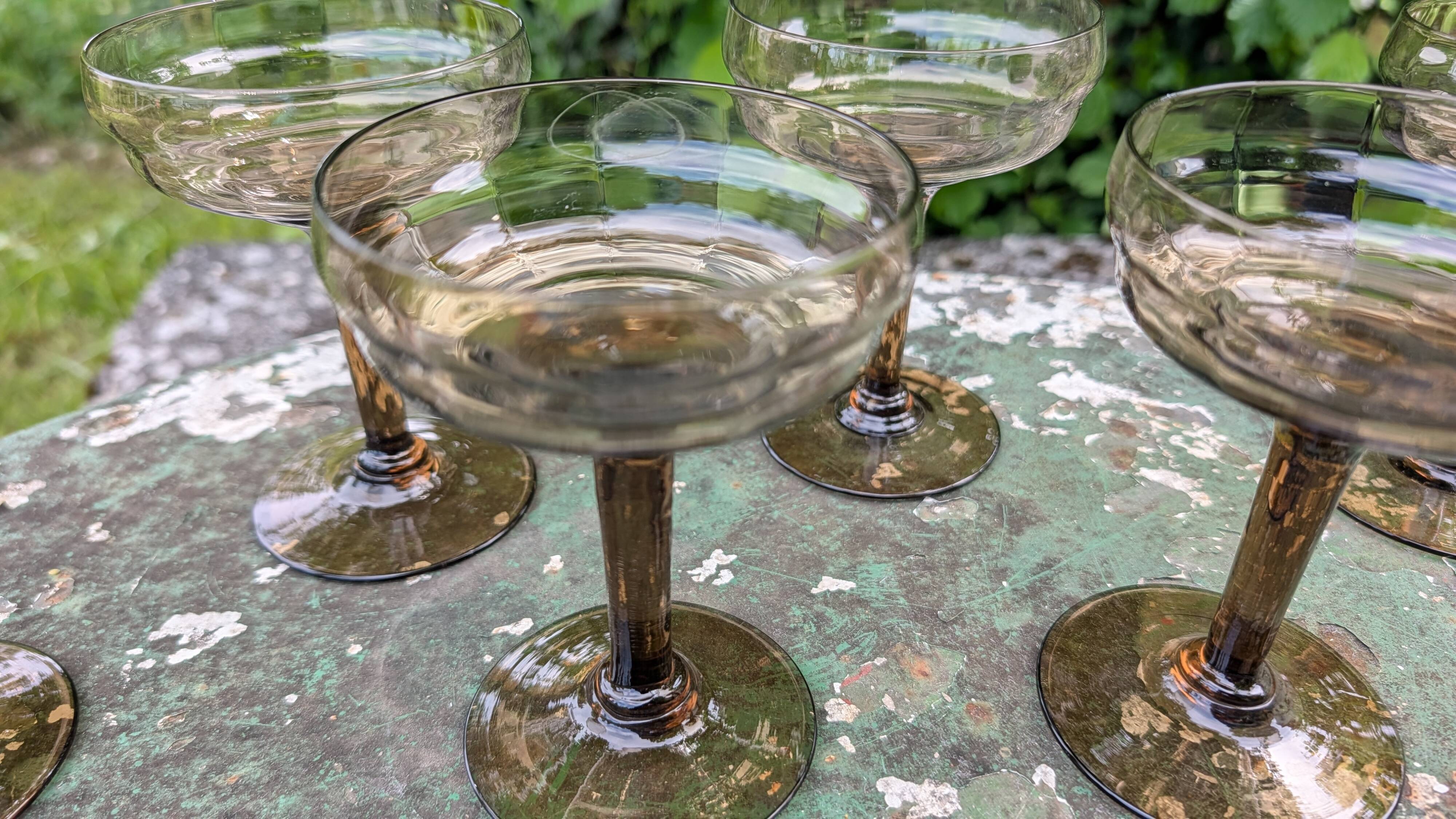 Vintage smoked glass coupes from the 1970s.
