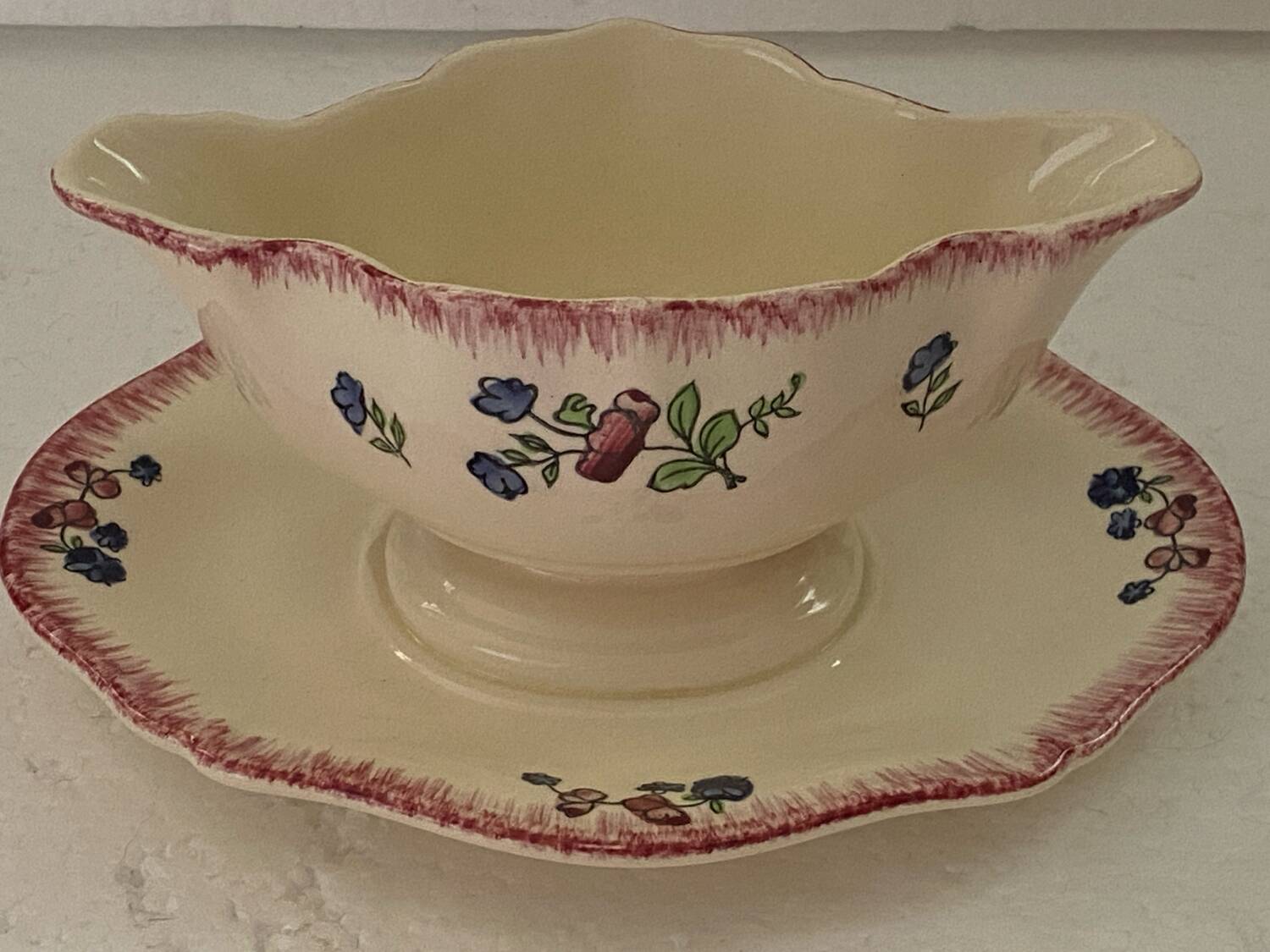 Saucière vintage GIEN décor peint à la main garanti inaltérable !