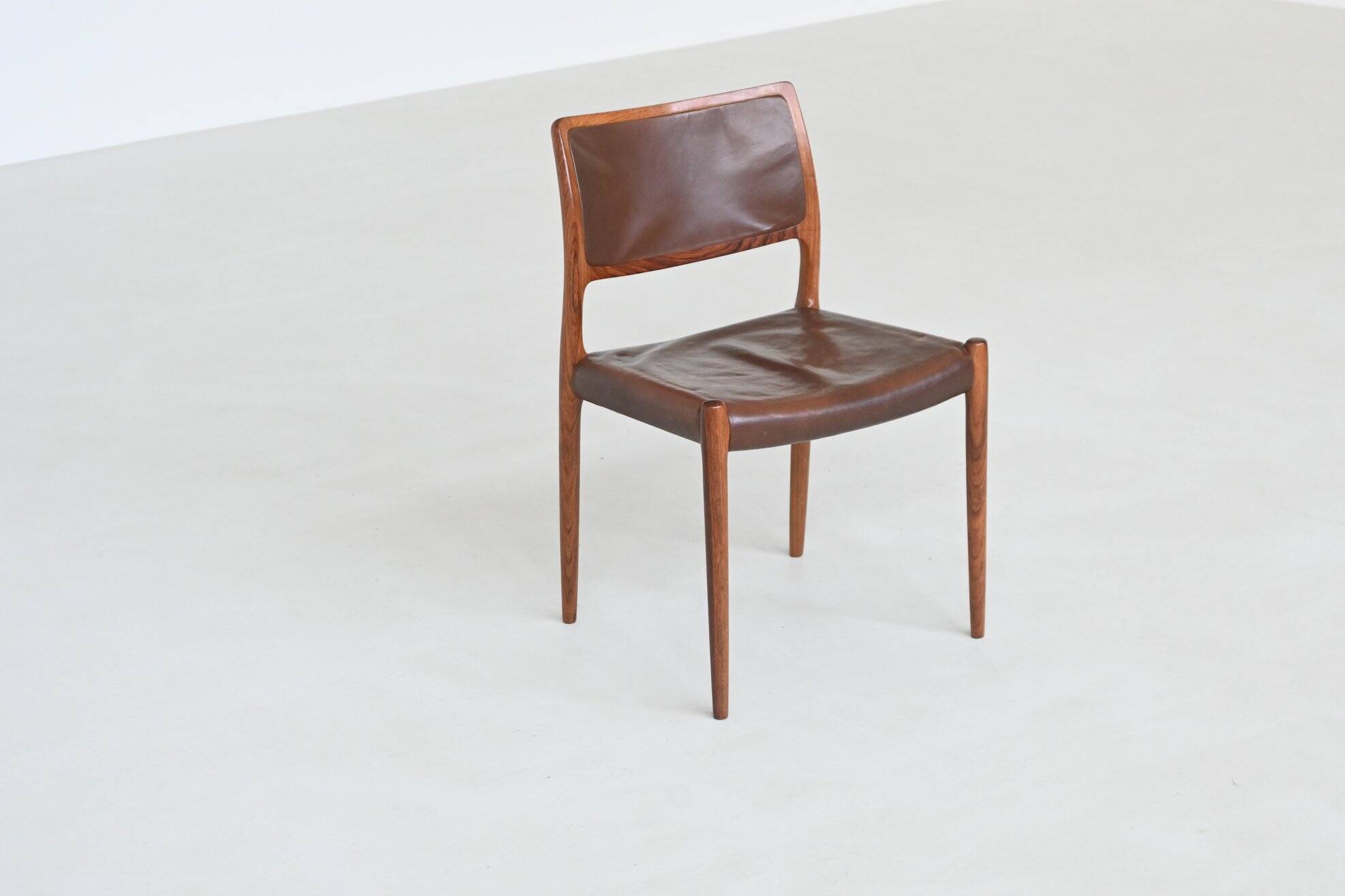 Niels Otto Moller model 80 dining chairs in rosewood Denmark 1960
