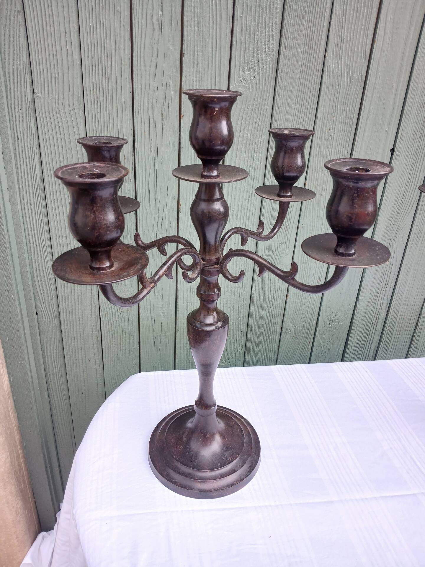 Pair of 5-light metal candlesticks