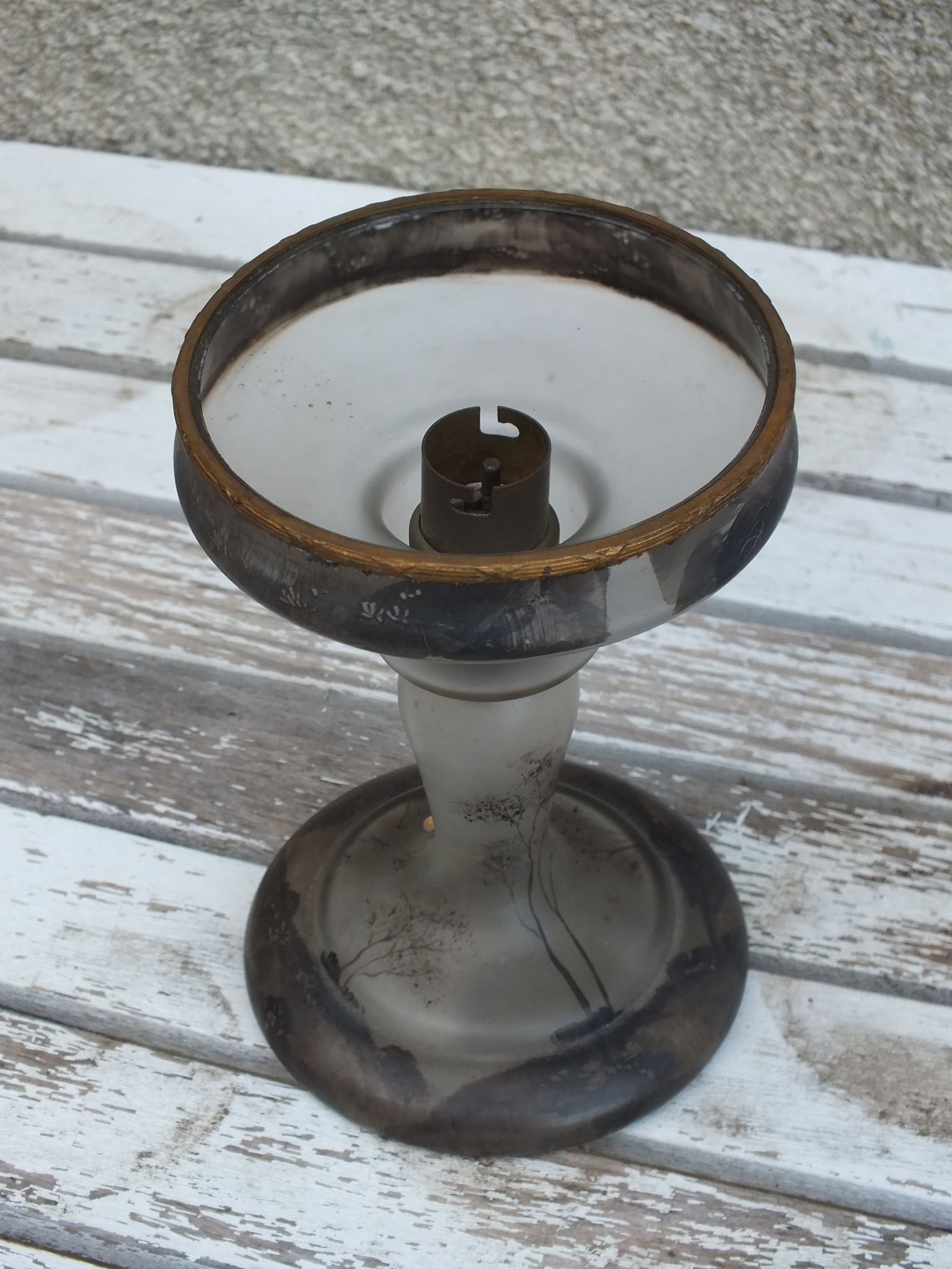Pied de lampe Art déco années 20/30 en verre peint