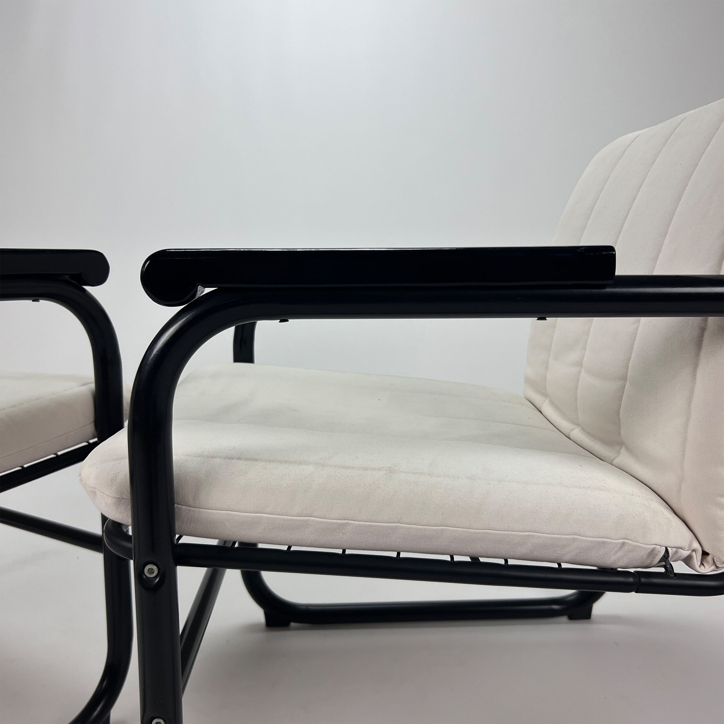 Set of two postmodern black and white armchairs, 1980s