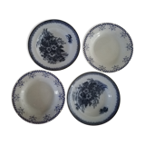 4 assiettes à soupe terre de fer dépareillées