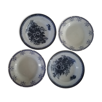 4 soup plates of iron earth mismatched