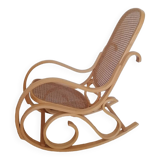 Wooden and cane rocking chair