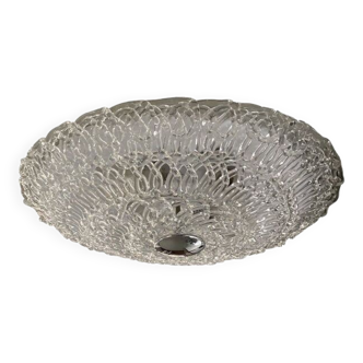 Contemporary transparent filigree flush mount in murano glass