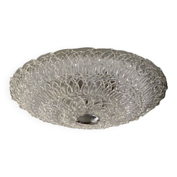 Contemporary transparent filigree flush mount in murano glass