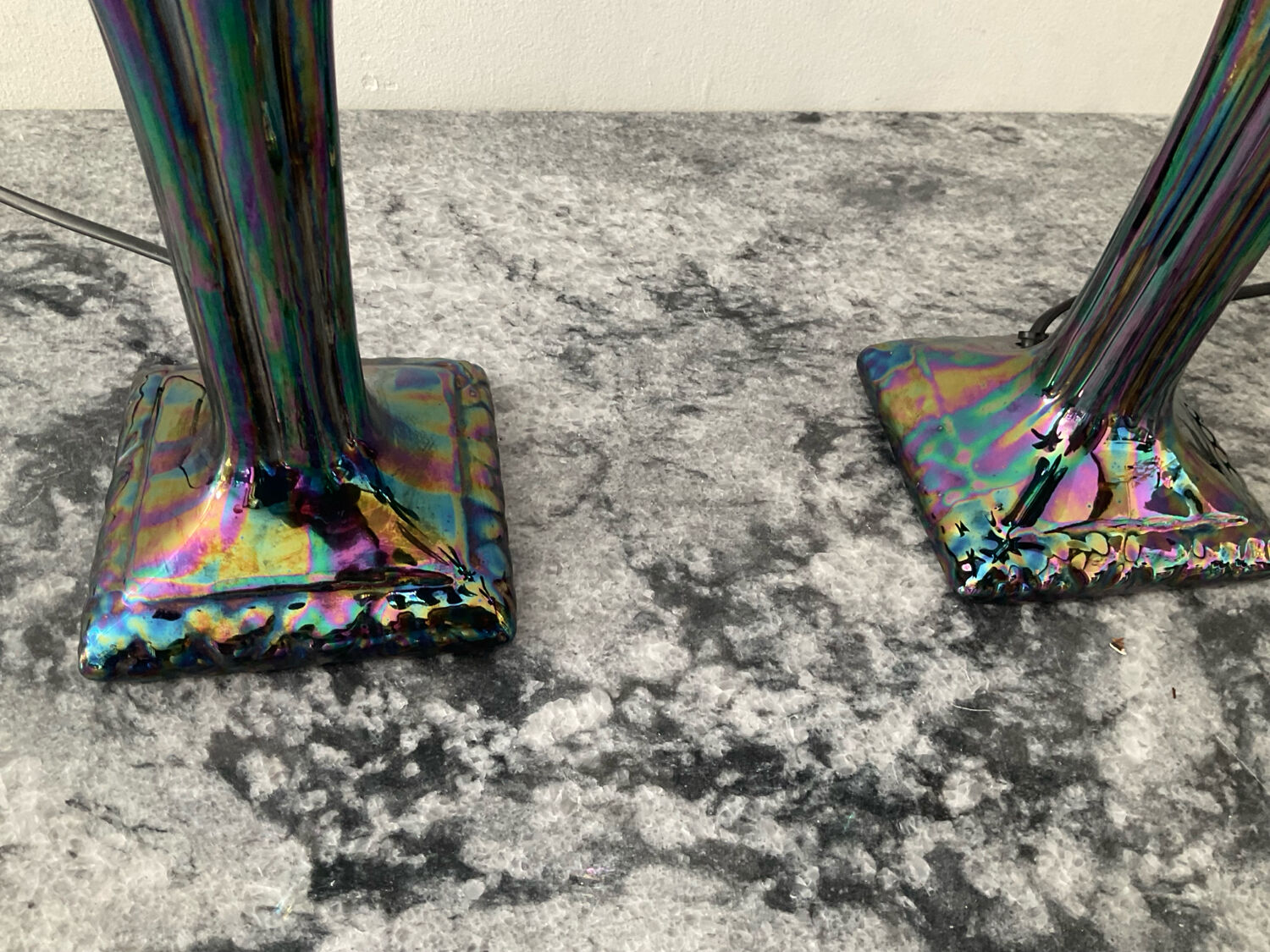 Pair of palm tree lamps in Italian ceramic from the 1970s.
