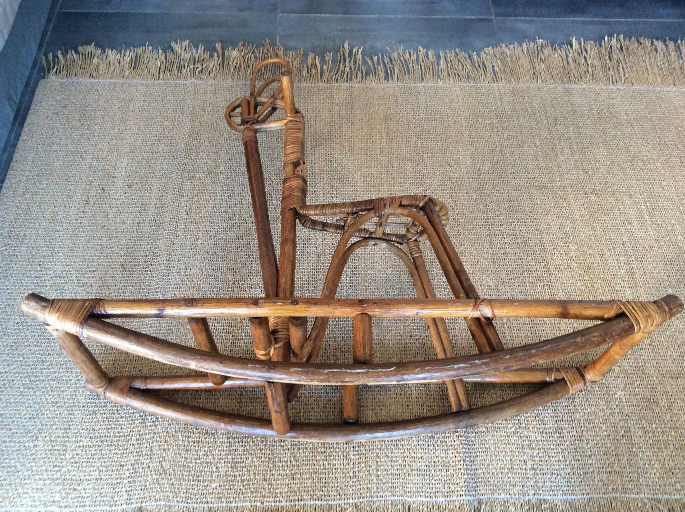 Rattan rocking horse