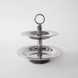 Two-tier steel cake stand, Italian design, 1980s, made in Italy