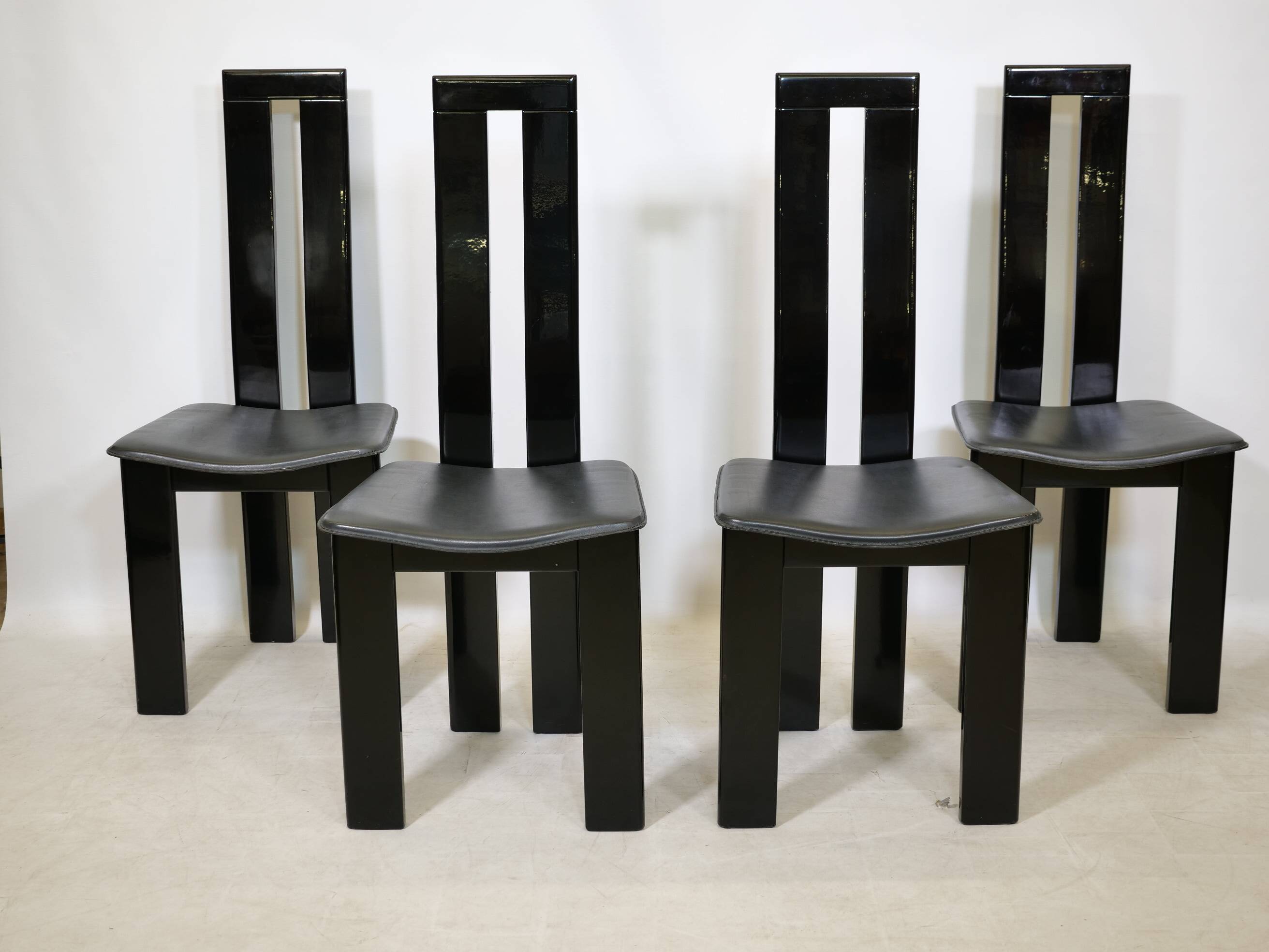 Postmodern Black Dining Chairs by Pietro Costantini, Set of 4, 1970s
