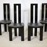 Postmodern Black Dining Chairs by Pietro Costantini, Set of 4, 1970s