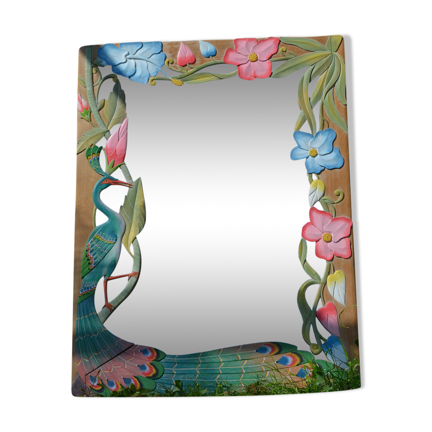 Carved wooden mirror "The Peacock"