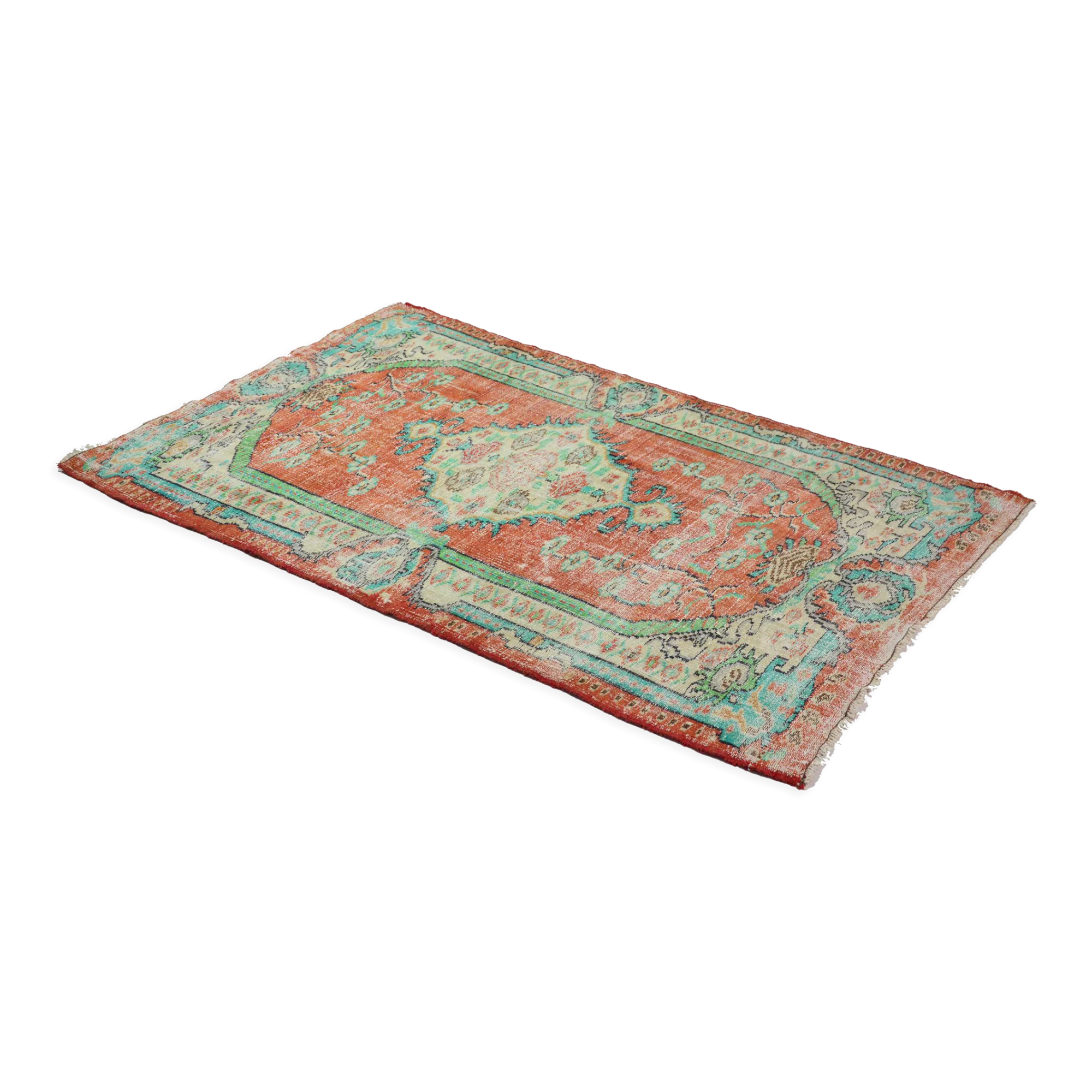 Anatolian handmade vintage rug 223 cm x 133 cm