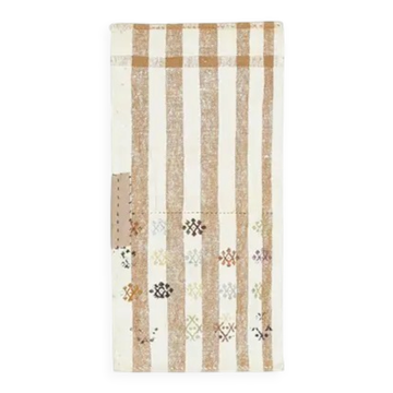Tapis kilim vintage turc Oushak fait à la main en laine et coton, petit, 52x104.