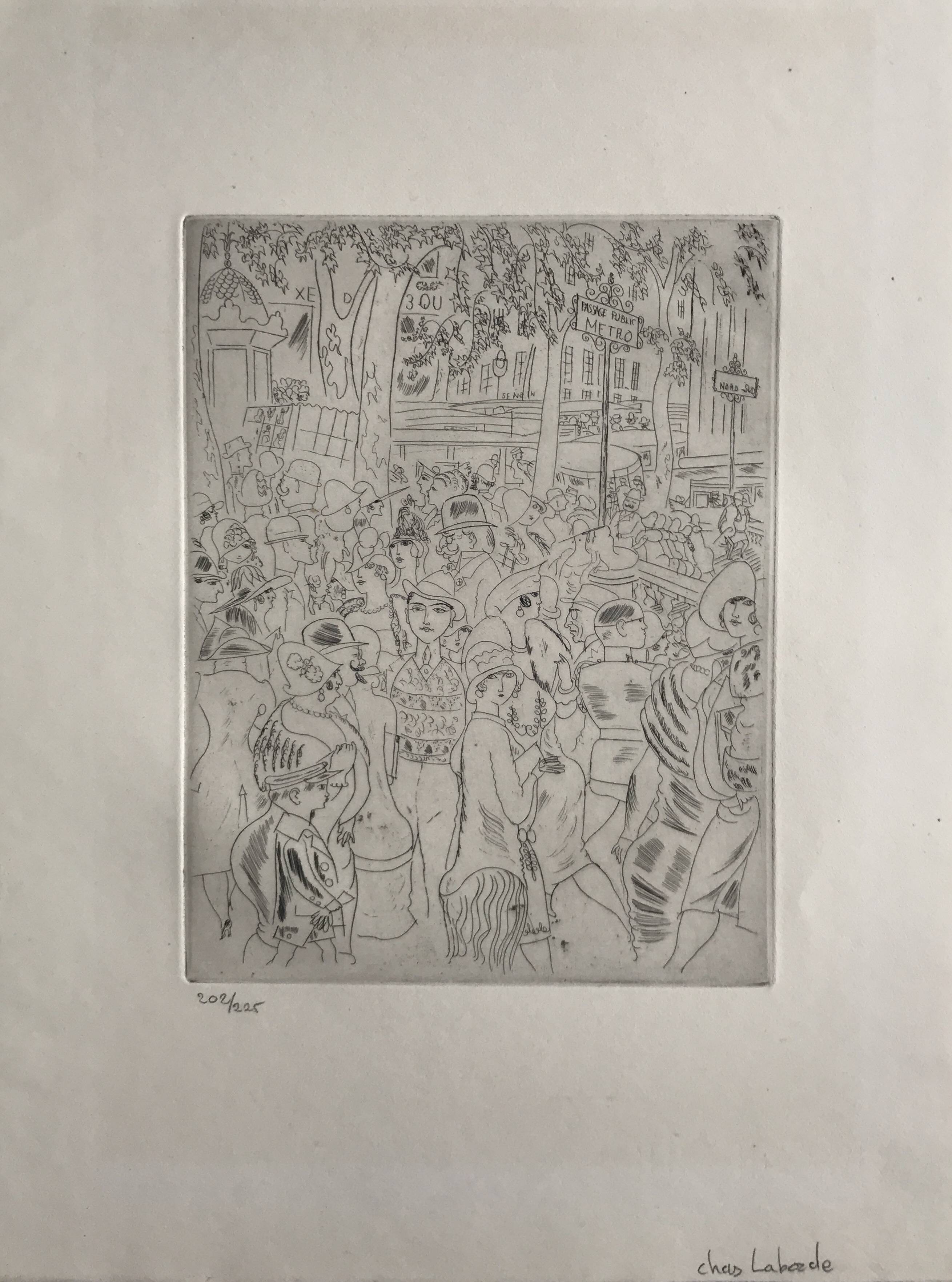 Chas-laborde boulevard des capucines (paris), 1927. original engraving