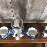 Old tea service the brook myott white ceramic blue decor england