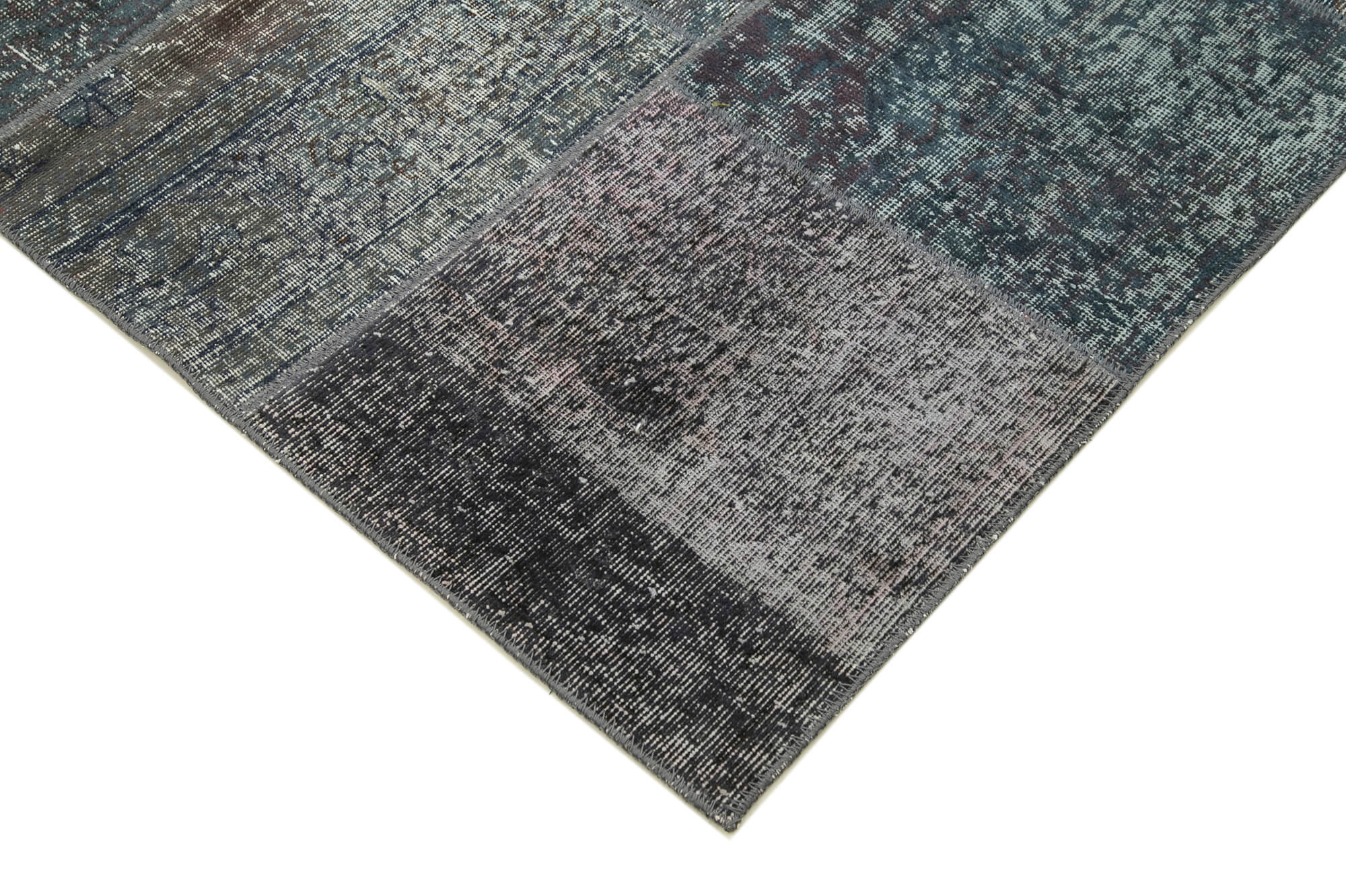 Handmade Anatolian Vintage 171 cm x 243 cm Grey Patchwork Carpet