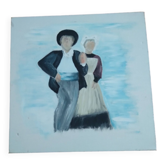 Oil on canvas Breton couple