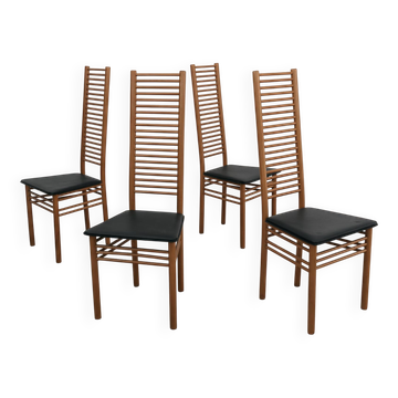 4 chaises avec dossier en échelle, années 70