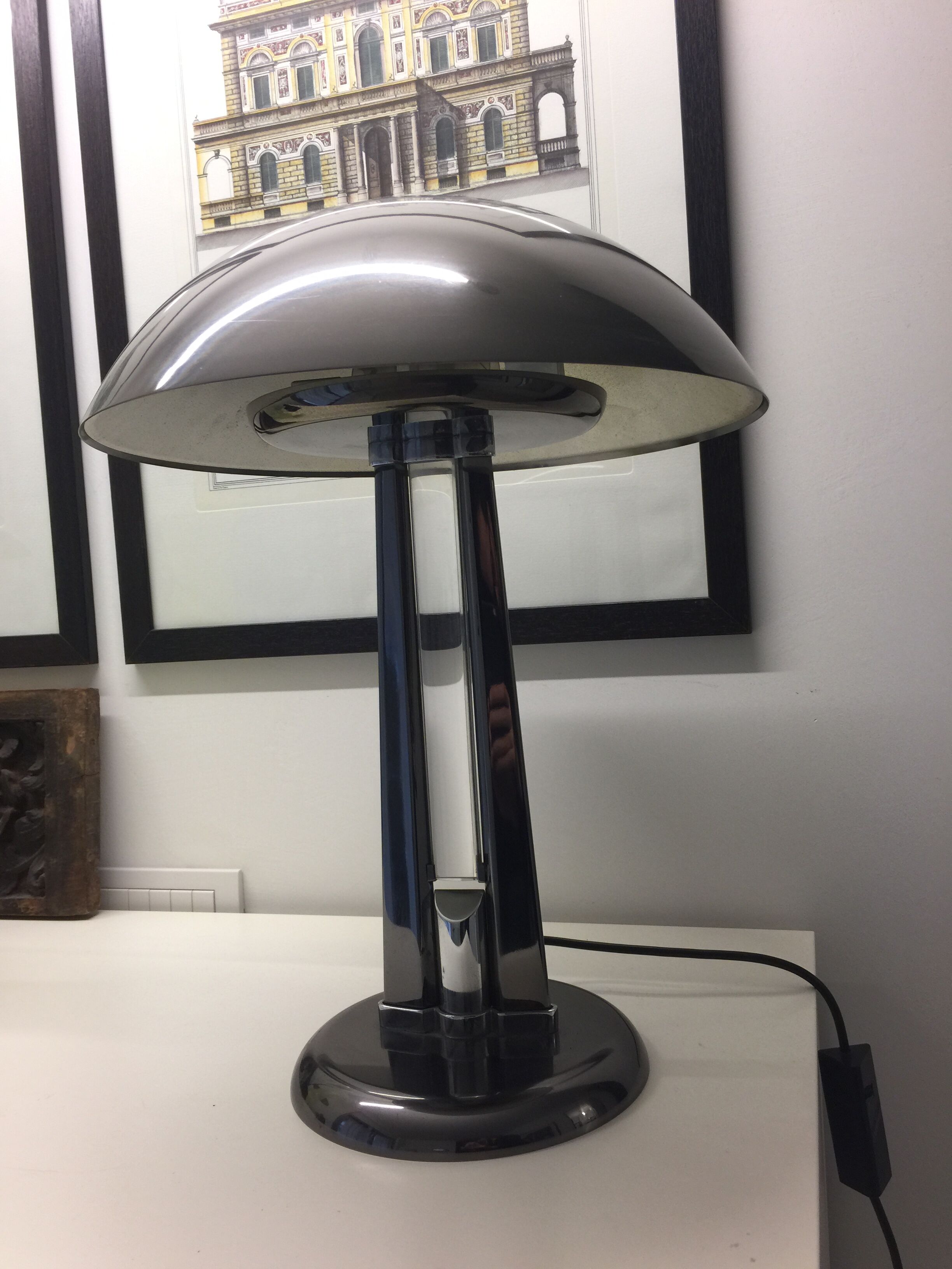 Rare Signed Italian vintage table lamp by Oscar Torlasco for Stilkronen. 1970s