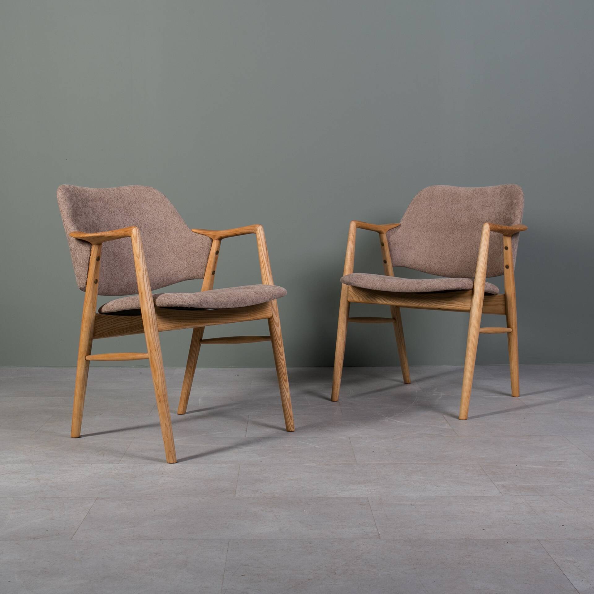 Designer Scandinavian Ash Wood Armchairs