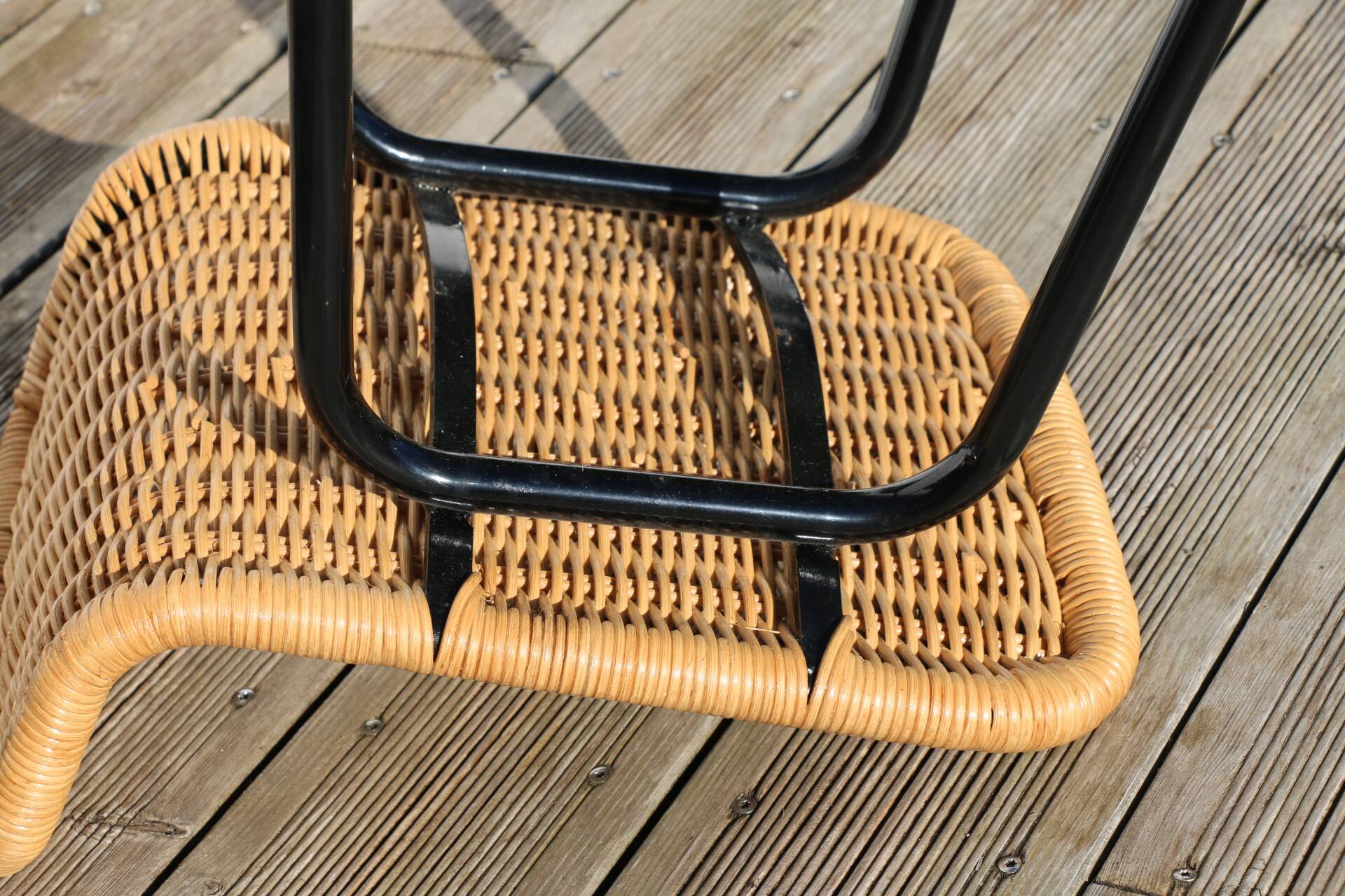 3 rattan and black metal stools dirk van sliedregt