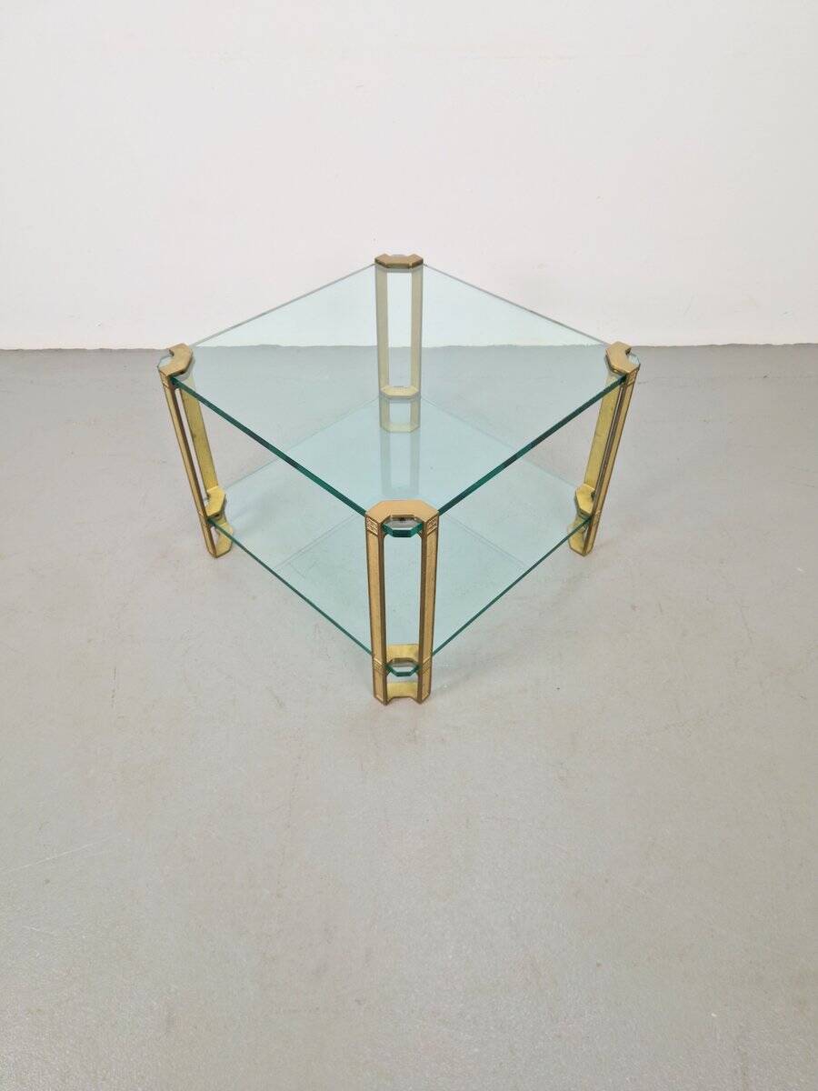 T24 Coffee Table in Brass with Double Glass Tops by Peter Ghyczy, 1970s