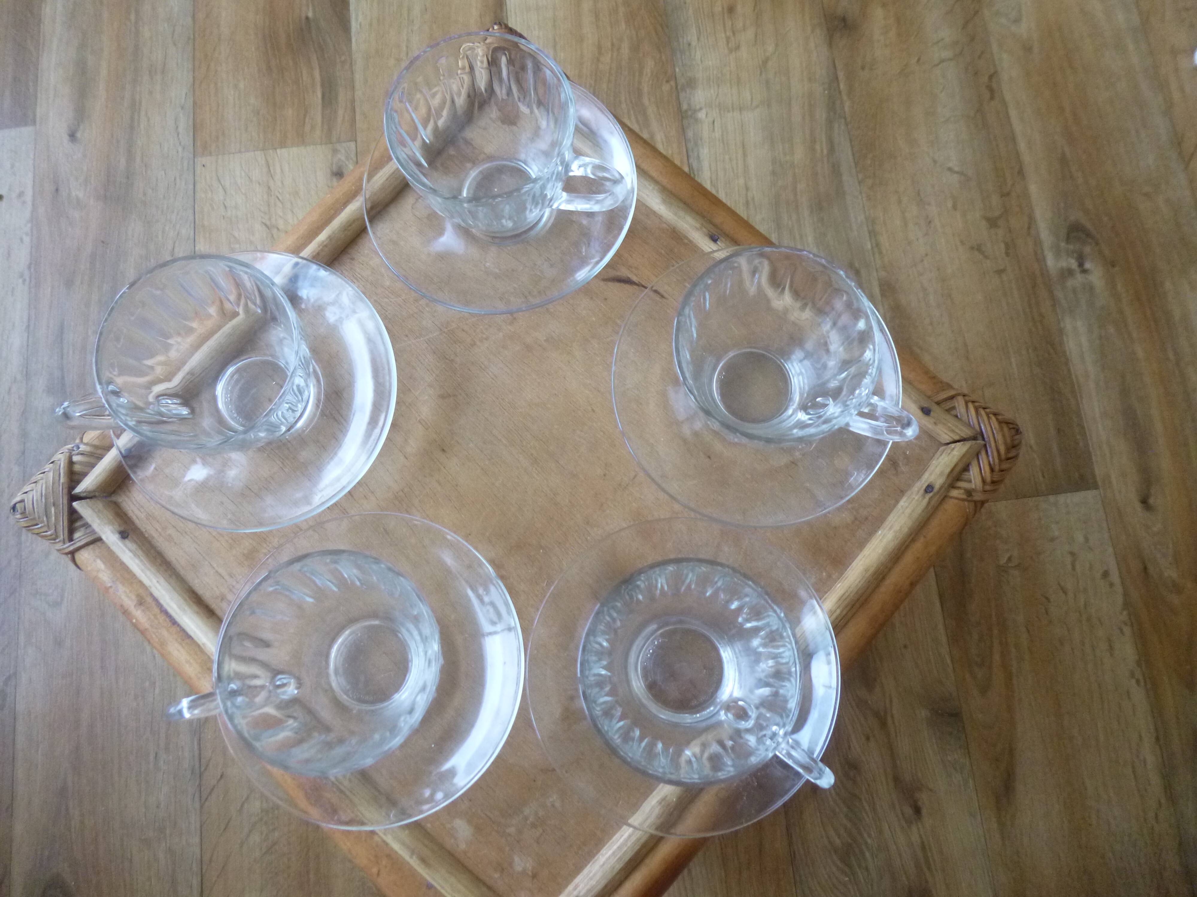 Vintage Duralex cups and saucers